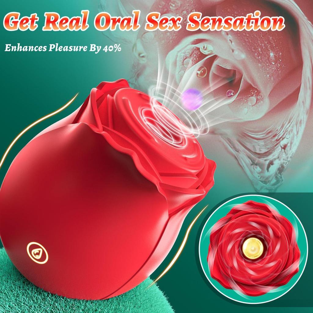 Rose Vacuum Sucking Vibrator Vagina Intimate Nipple Sucker Oral Licking Clitoris Stimulation Powerful Sex Toys for Female Adults