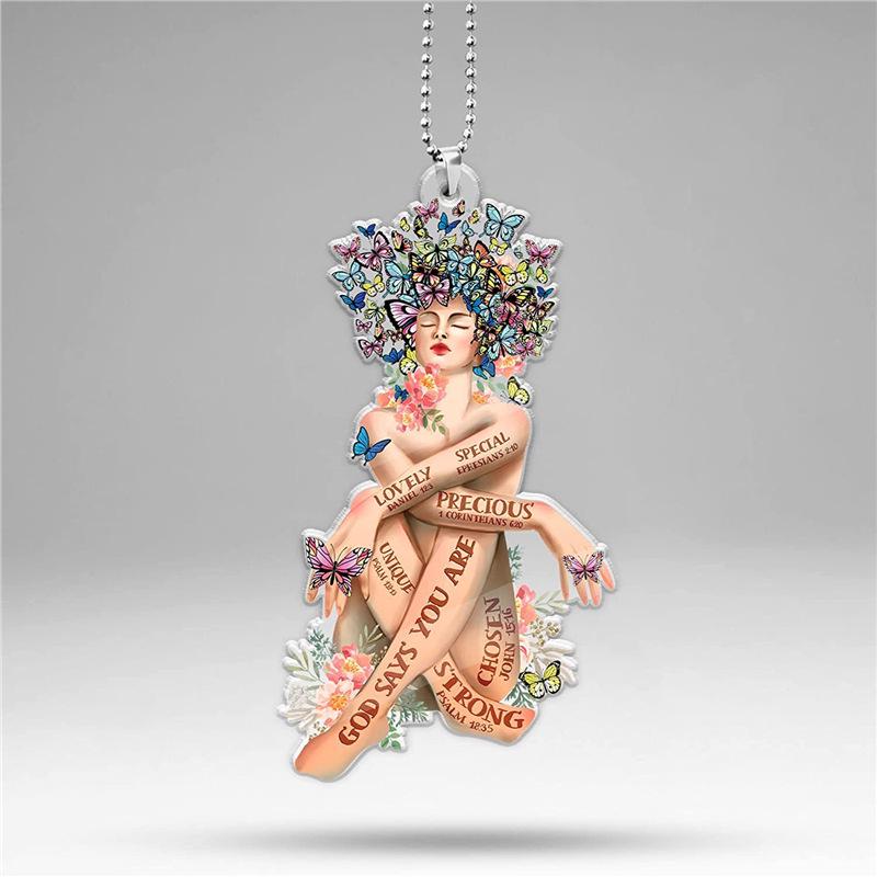 

2023 Персонализированный акриловый автомобильный орнамент и бирка для рюкзака с подсолнухом и йогой 3