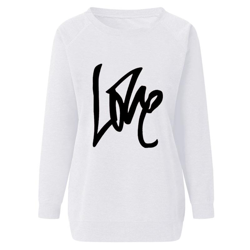 Women S Round Neck Long Sleeve Love Print Casual Sweatshirt