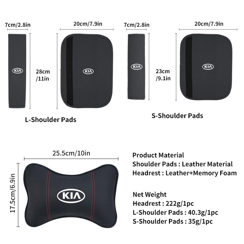 AAOI1 Car Leather Headrest Neck Pillow Seatbelt Shoulder Protection Pad Accessories For KIA K5 K2 Rio Optima Sportage Venga Sorento