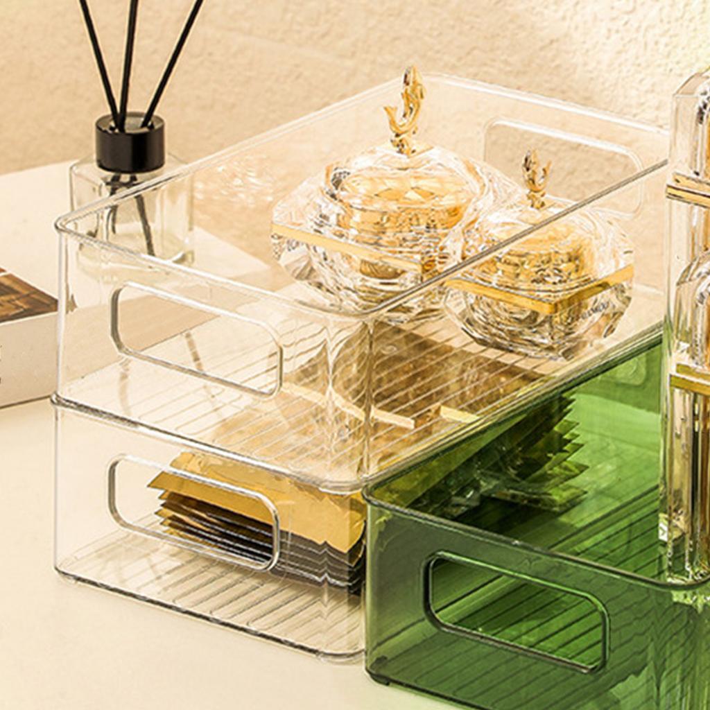 Makeup   PET Plastic Clr Bottom Stripes Desktop Storage Box for Skincare Stationary
