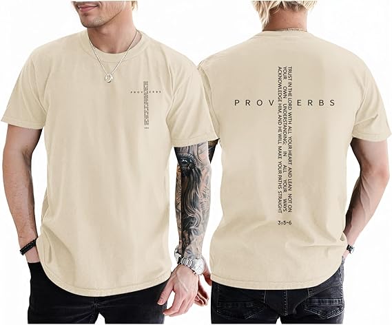 Proverbs 356 TShirt Summer Mens Christian Cross Graphic Tee Minimalist Faith Streetwear Short Sleeve Casual Top M