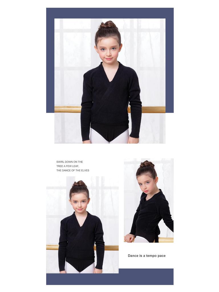 Girls' Long Sleeve Dance Cardigan Shawl - Ballet Practice Sweater for Autumn/Winter