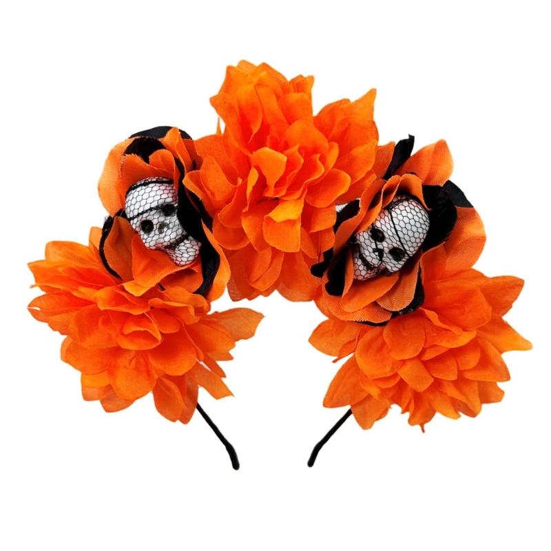 

Mexicans Rose Florals Crown Garlands Flower Headband Skeleton Florals Headband Halloween Dia De Los Muerto Party Costum