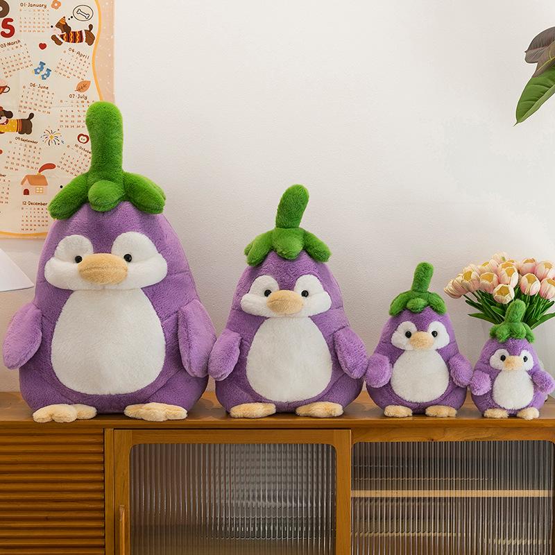 Cute Eggplant Penguin Doll Plush Toy Turned Eggplant Goose Grab Machine Doll Children Doll Girl Birthday Gift