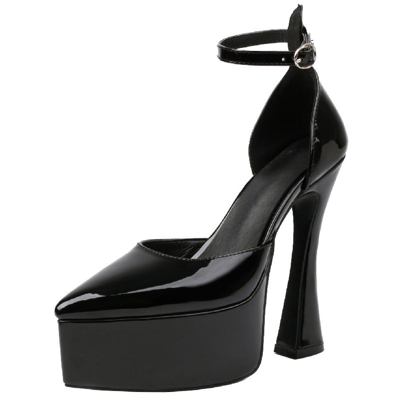 Sexy Women s High Heels Pumps Shoes Platform 2025 Ankle Straps Black White Red Heeled Dance Party Wedding Shoes Ladies Big Size 34 7849₽