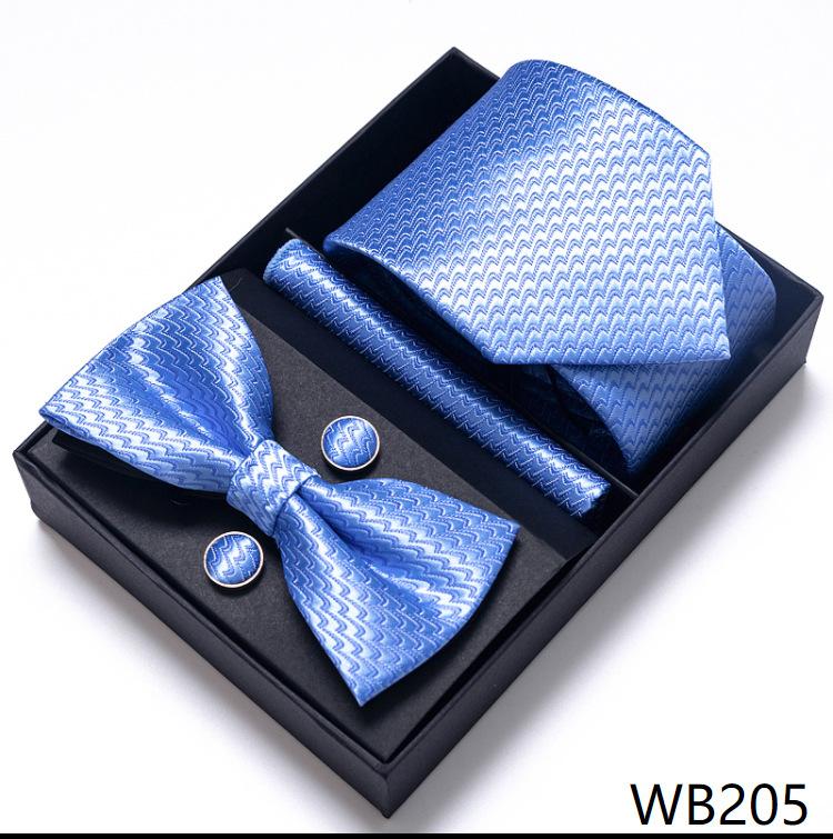 Men'S Business Dress Party Tie Gift Box Fashion Tie Square Scarf Combination Set Tie Bow Tie Set
