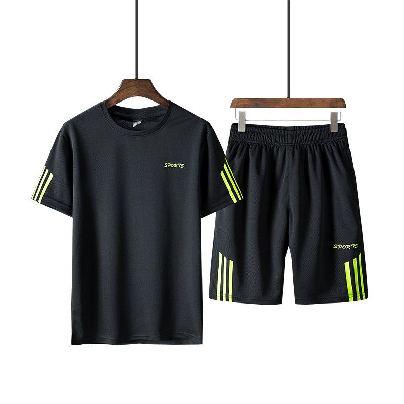 

Літній чоловічий спортивний комплект для бігу, повсякденний, тонкий, з футболкою з коротким рукавом, шортами, футболкою з круглим вирізом і вільним напіврукавом, комплект з трьох предметів XXXXXL білий