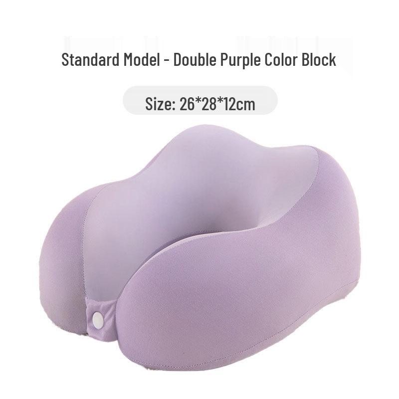 Travel Memory Foam U-Shape Pillow with Compact Storage & Dual-Peak Neck Support
