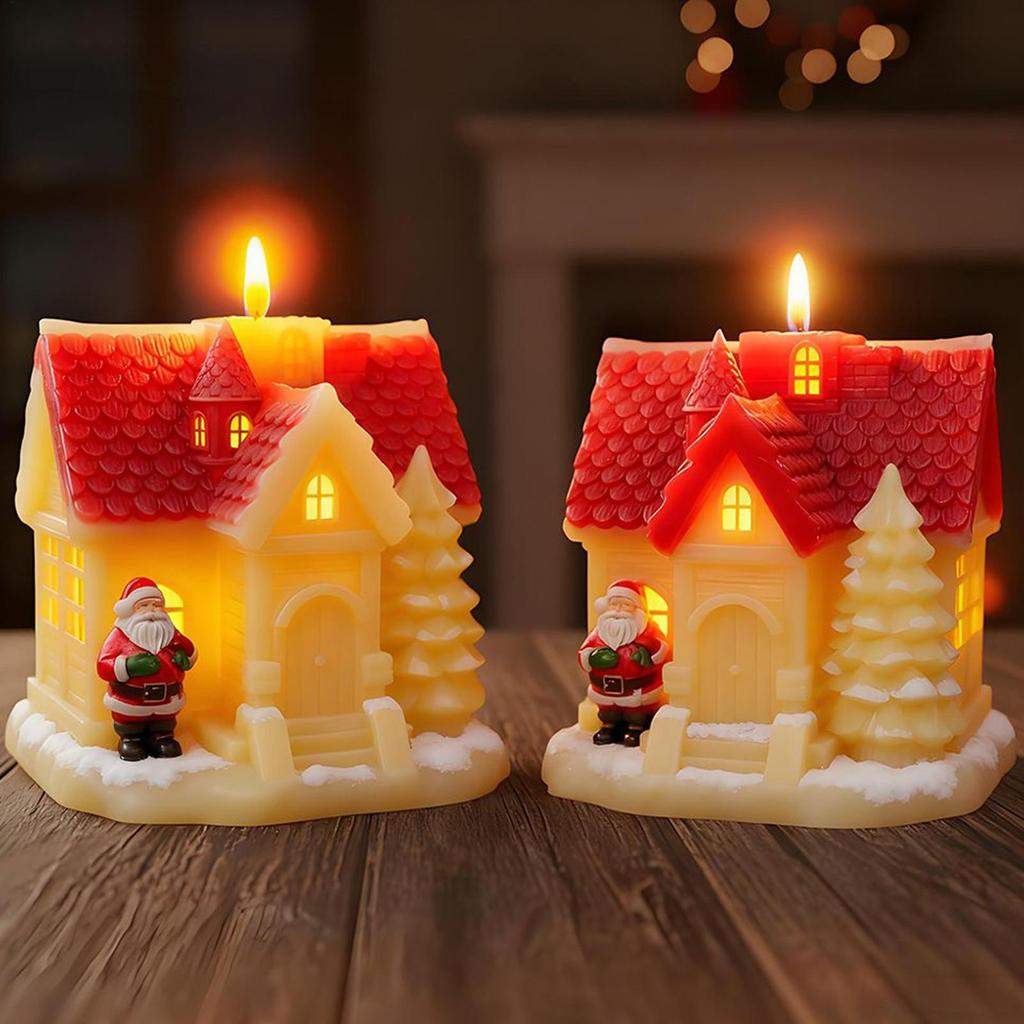 Christmas Candle Molds Holiday House Mould 3D Silicone Mold for Resin Casting Christmas Making Home Decor Holiday Crafts