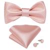 Wedding Bowtie Set for Men Adjustable Self Tied Bowtie Paisley Silk Bowtie Hanky Cufflink Set Dibangu