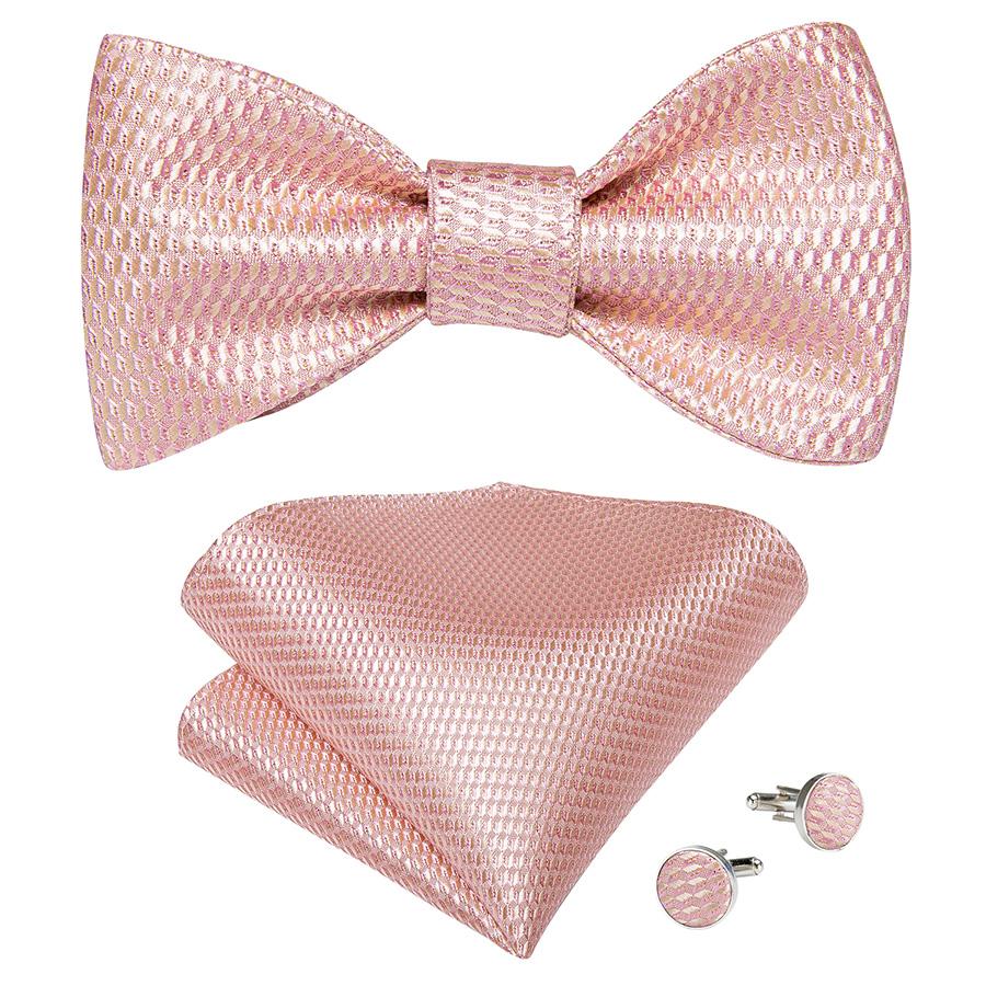 Wedding Bowtie Set for Men Adjustable Self Tied Bowtie Paisley Silk Bowtie Hanky Cufflink Set Dibangu