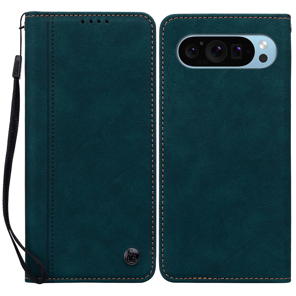 For Google Pixel 10 Pro XL/9 Pro XL Case Lines Pattern Wallet Leather Phone Cover with Strap