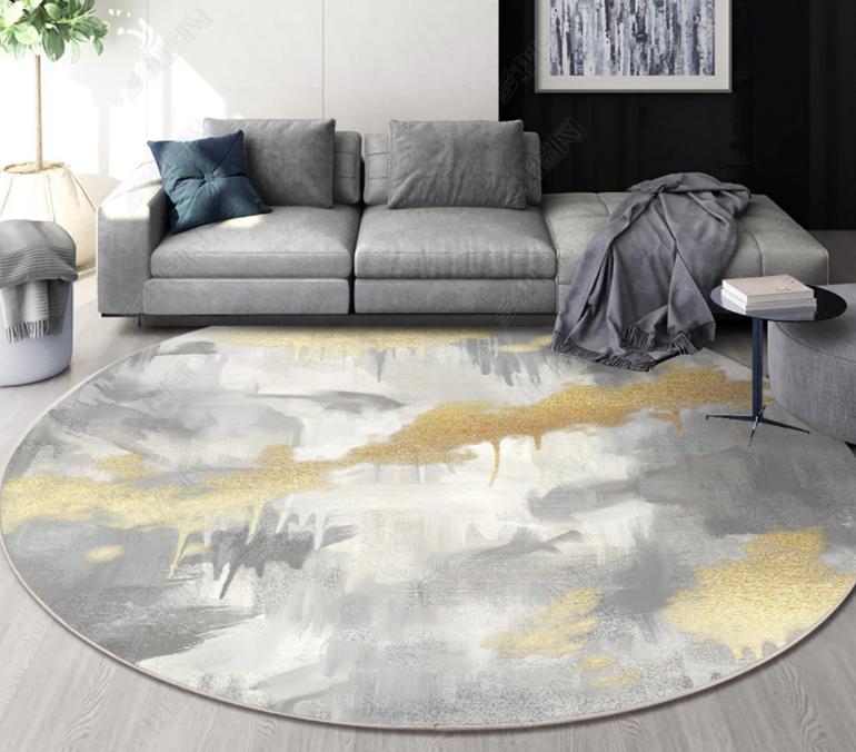 Nordic Round Printed Carpet Abstract Art Large Rugs for Living Room 200cm Coffee Table Rug Room Decor Bedroom Non-slip Chair Mat