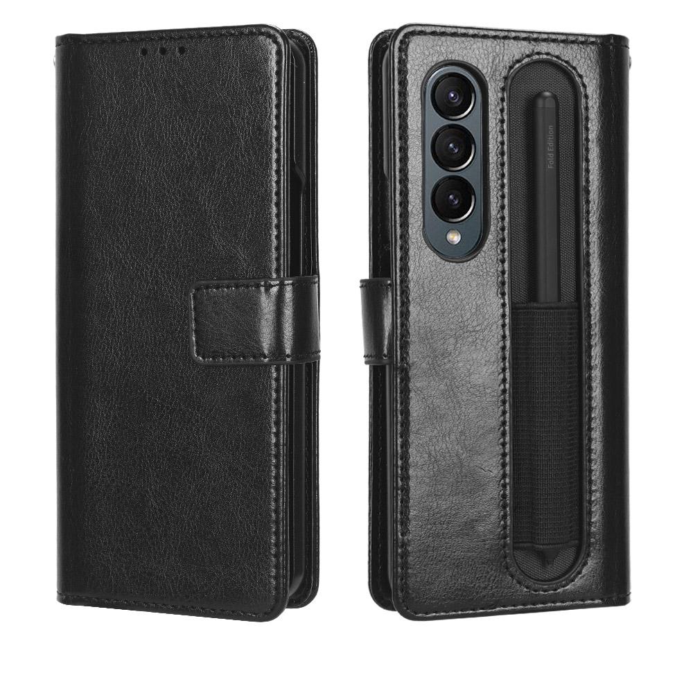 For Samsung Galaxy Z Fold 7 6 5 & 4 & Fold 3 Crazy Horse Pattern Wallet Leather Flip Card Slot Cover Case with Pen Slot
