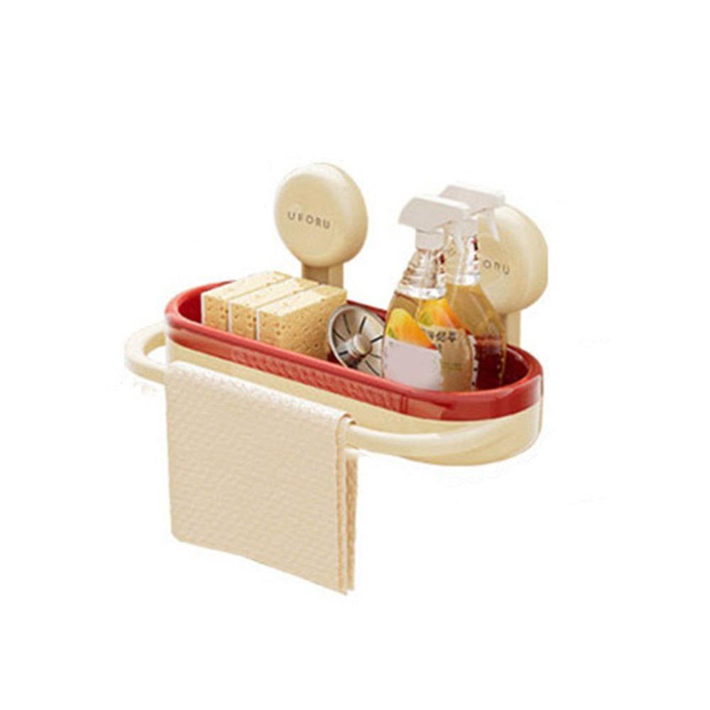 

Plastic Suction Cup Sink Drain Rack Large Capacity Soap Sponge Holder Practical Rag Rack Brush красный