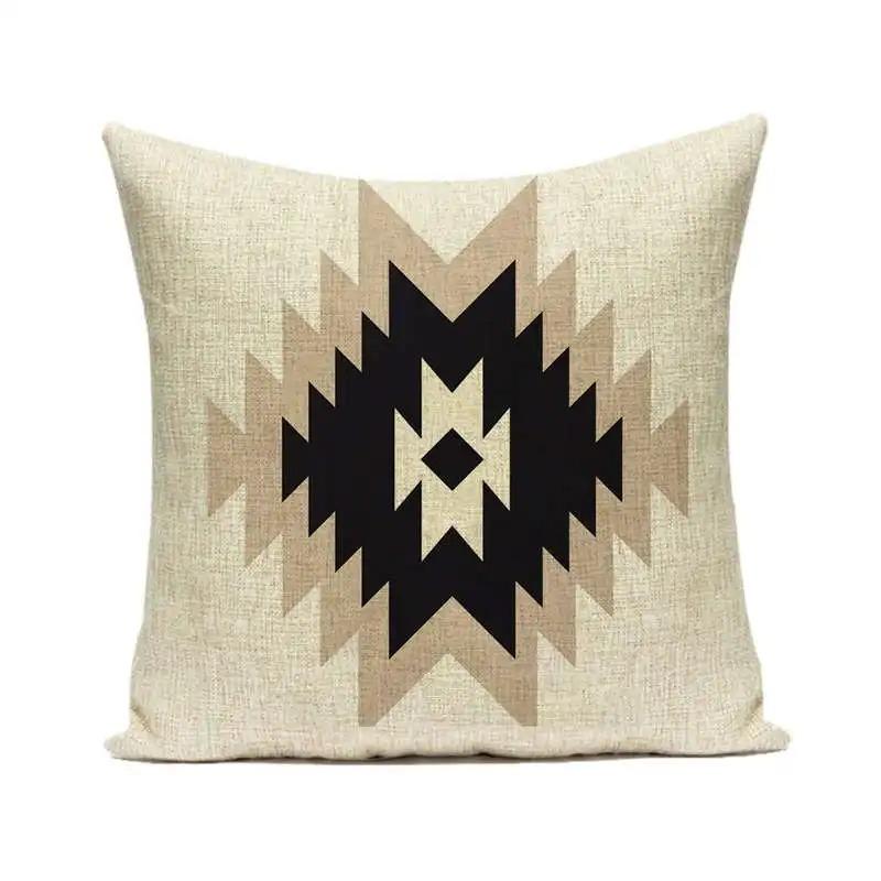 Boho Geometric Cushion Cover Aztec Tribal Pattern Cotton Throw Pillowcase For Living Room Sofa Couch Home Decor 40X40Cm 1 Pc