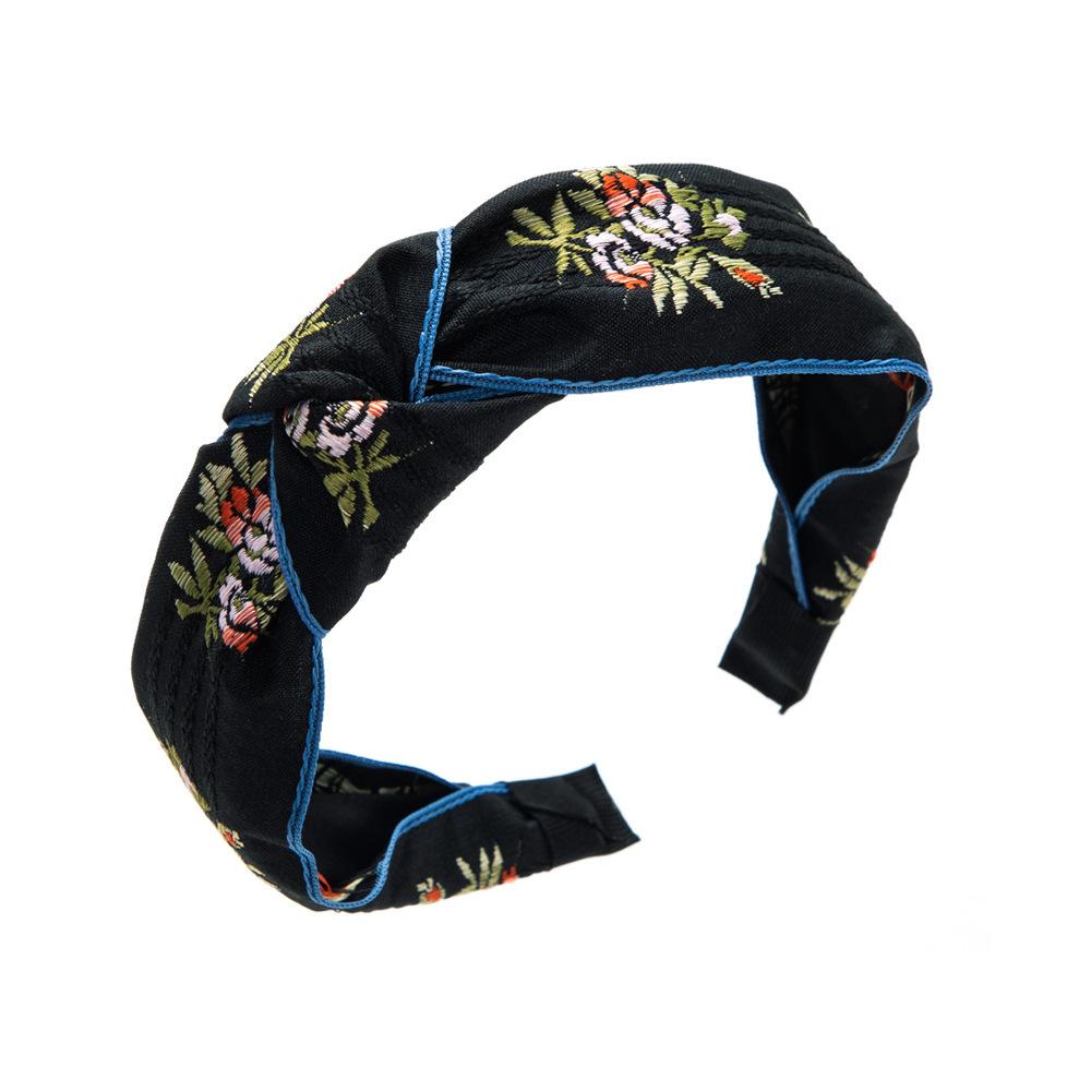 New Style Hairband for Women, Cross-shaped Headband, Embroidered Fabric, Fashionable for Vacation, Pressure Hair Style