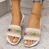 2024 Brand Women's Shoes Basic Women's Slippers Fashion Color Matching Daily Slippers Women New Peep Toe Plus Size Flat Slippers