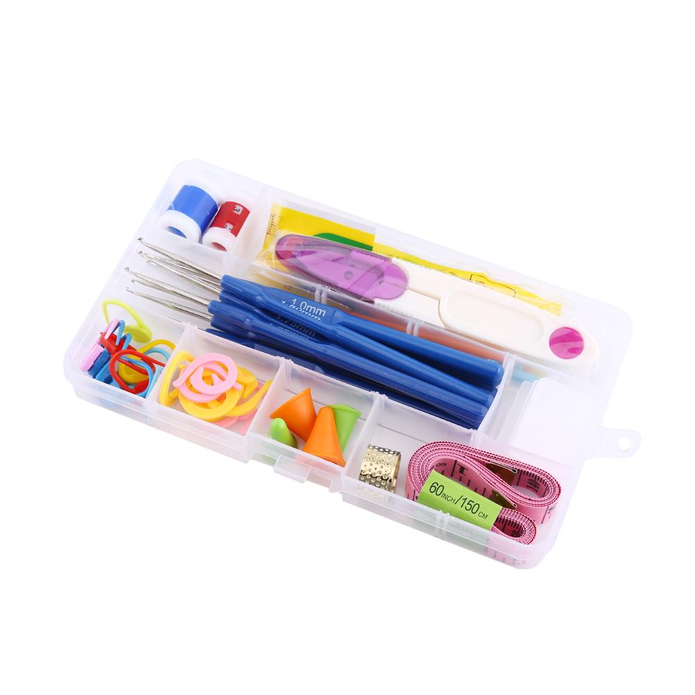 

Набор из 16 крючков для вязания с мягкой ручкой и спицами в футляре(Светло-розовый) розовый