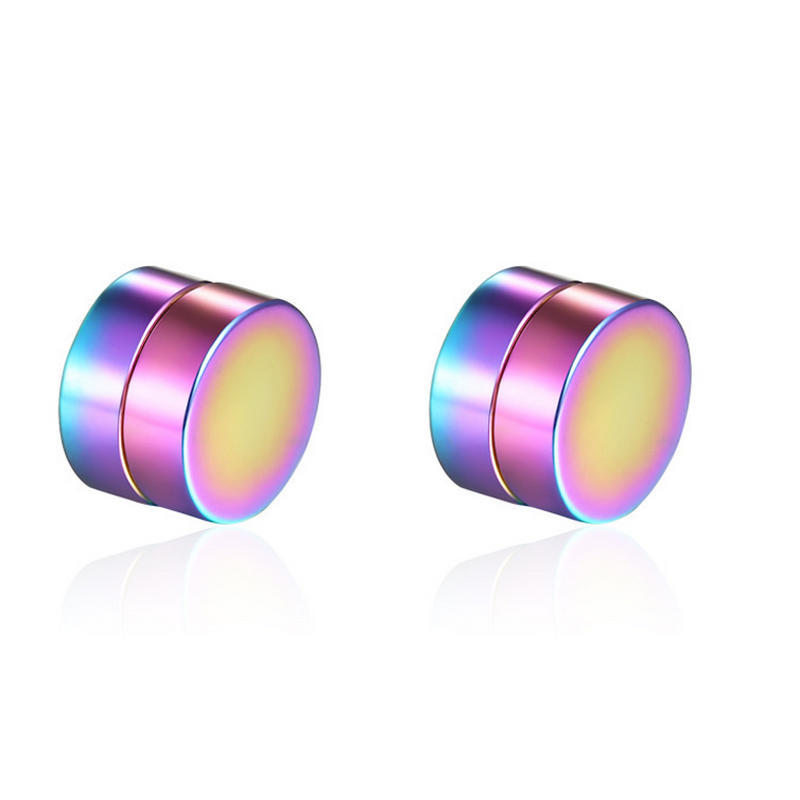 2 Pair Fashion Korean Men Clip Earrings Titanium Steel Magnet Man Magnetic Round Earring Jewelry Accessories Gifts