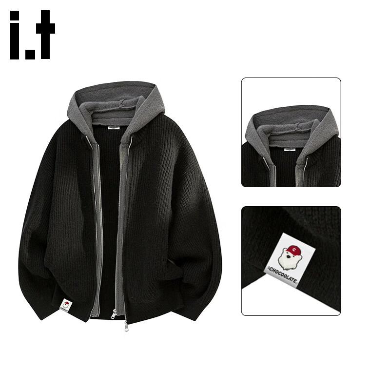 Мужской вязаный кардиган с капюшоном CHOCOOLATE, имитирующий двухпредметный L