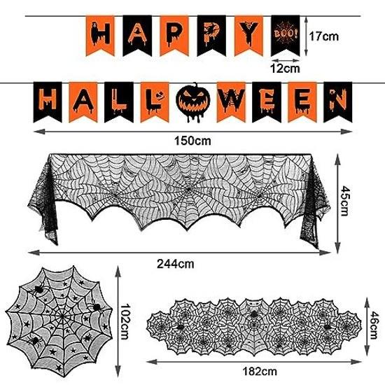 Halloween tablecloth 64-piece set decorations garland table runner spider web bat