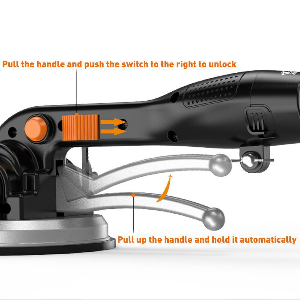 12V 60-100mm 100KG 6 Gänge Fliesenverlegemaschine Fliesen Vibrator Saugnapf Einstellbar Automatischer Bodenvibrator Nivellierwerkzeug Mit Akku Schwarz