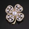 Lucky Four-leaf Clover Pearl Brooch for Women, Elegant and Versatile, Trendy and High-end Clothing Accessories