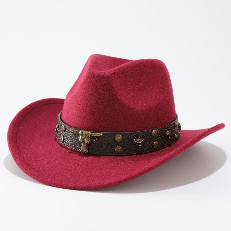 Overseas upturned top hat Western cowboy hat Tibetan felt hat Cow head grassland plateau ethnic style outdoor hat men
