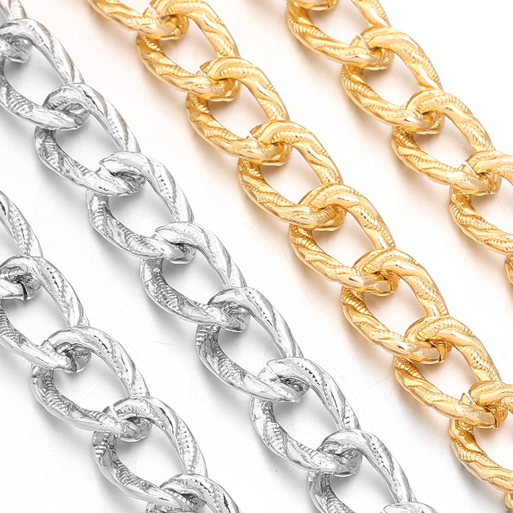 5 Yards/Rolle Aluminiumketten Gold Silber Farbe Metallstreifen Glieder Großhandelsketten Für Schmuckherstellung DIY Armband Halskette Zubehör
