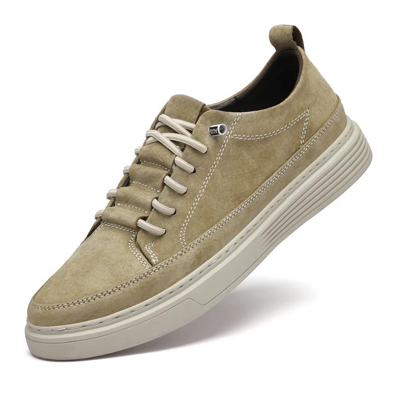 Fashion Men Fashion Casual Shoes British Style Man Skateboard Footwear Suede Leather Business Formal Shoes Cow Leather Soft Men Sneakers