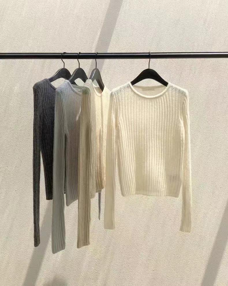 Women's Soft Ribbed Wool Sweater - 2025 Autumn/Winter Round Neck Slim Fit Pullover