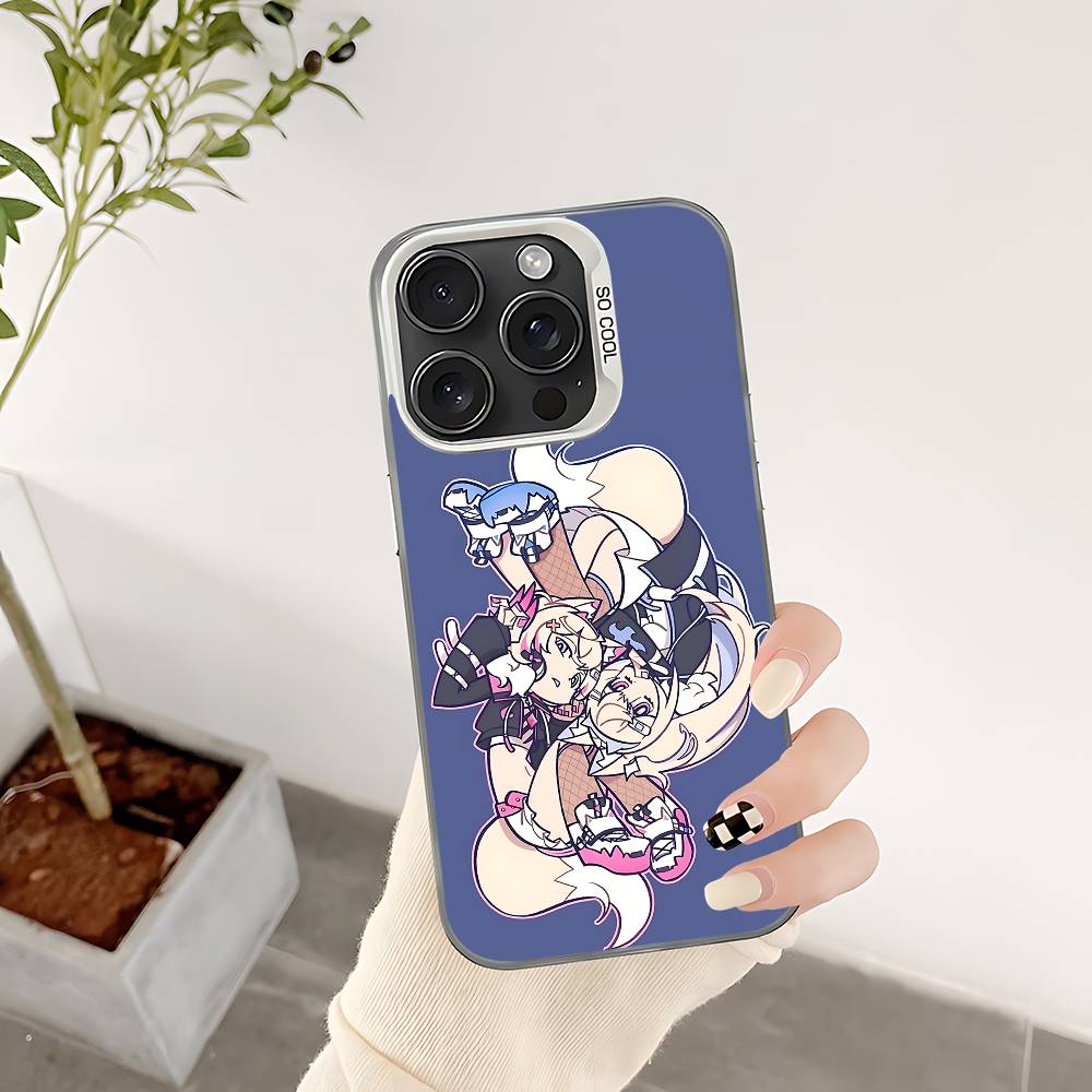 Cartoon F-FUWAMOCO Phone Case For IPhone 17 16 15 14 13 12 11 Pro Max Plus Color Shockproof Back Silver Cover