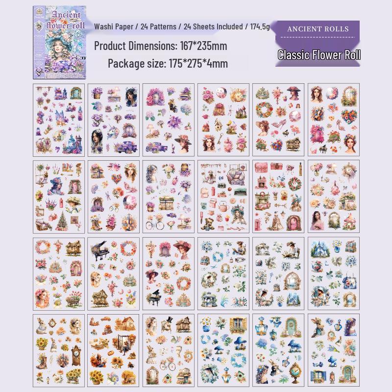 Yue Zhen Retro Journey Die-Cut Sticker Book for DIY Journals