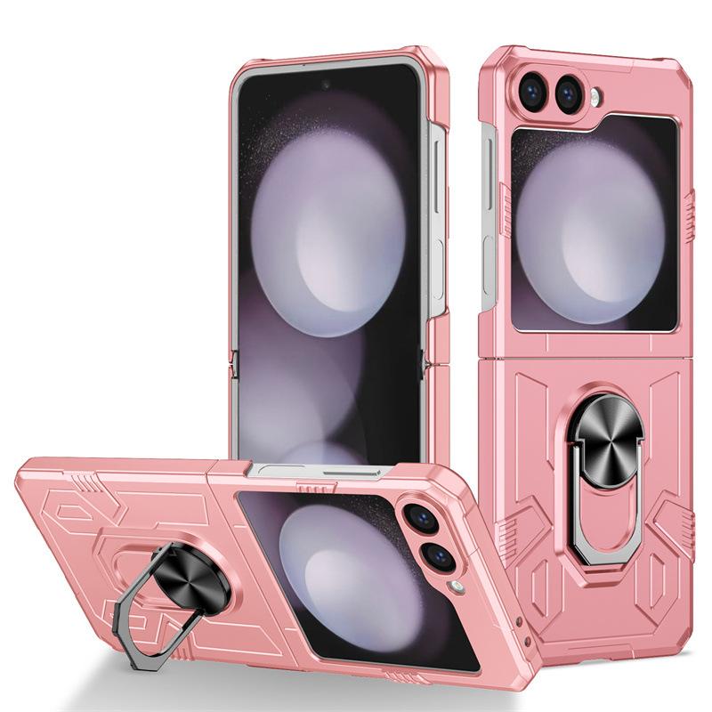 For Samsung Z FliP7 Folding Phone Case Mecha Ring Holder Galaxy Z FliP6 Case