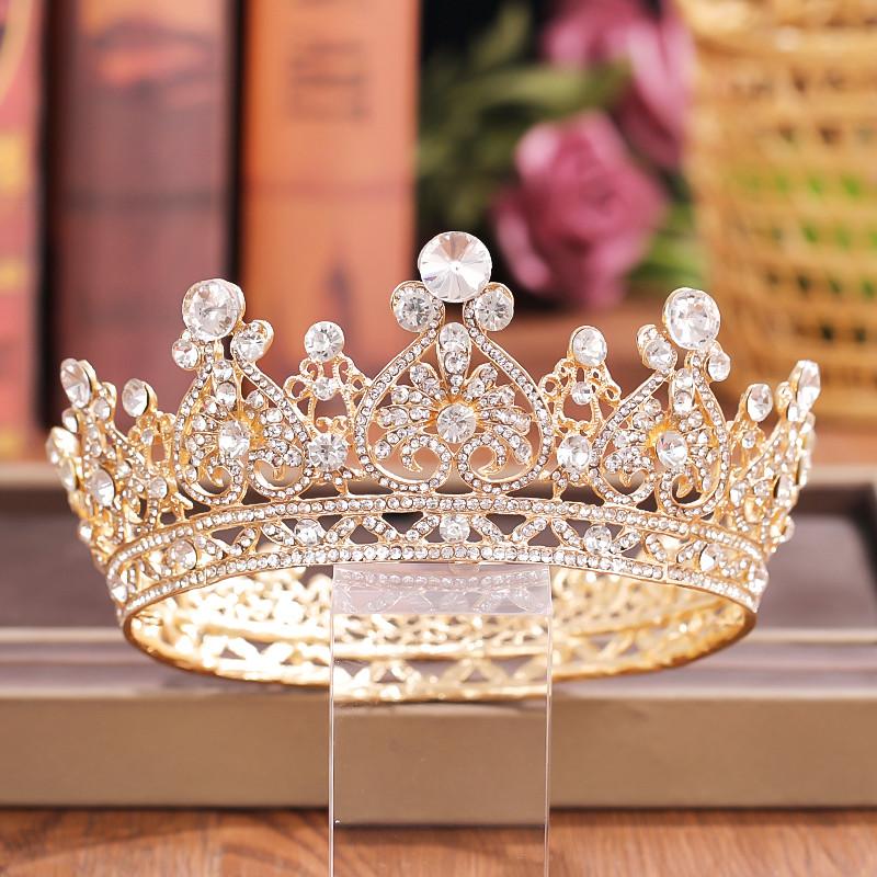 Crystal Rhinestone Round Crown Tiara Hair Jewelry Wedding Hair Accessories Bridal Hair Jewelry Queen Party Crown and Tiaras Gift