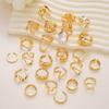 24pcs/Set Retro Flower Ring Set for Women Punk Elegant Baroque Faux Pearl Knuckle Metal Rings Daily Wear Party Jewelry Gifts New