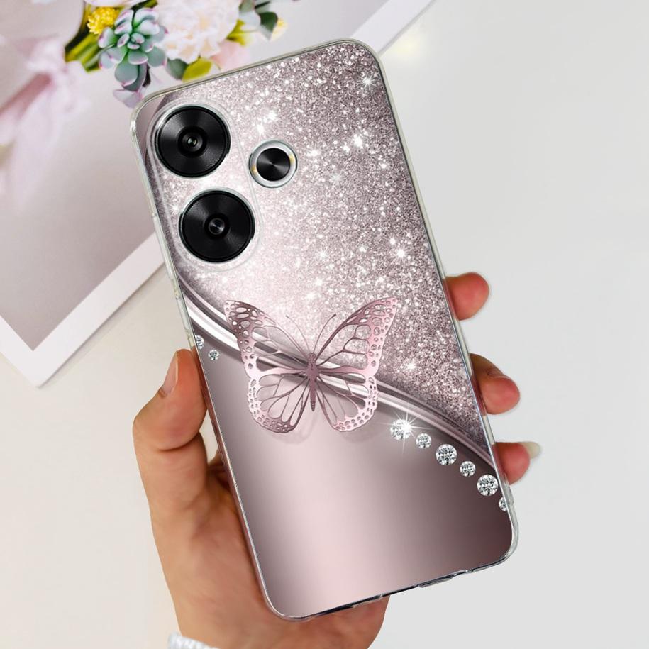 For Xiaomi Poco F6 Case Popular Butterfly Flower Soft Clear Silicone TPU Back Cover For Xiaomi Poco F6 5G F 6 PocoF6 Phone Cases