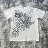 Summer Classic YK Gothic Style Tshirt Print Oversized T Shirt High Street Shirts Round Neck Cotton Tops Unisexs Women T Shirt Tee