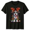 Puppy Christmas Lights Holidays Unisexs Unisexs Graphic Tee Reindeer Antlers Shirt