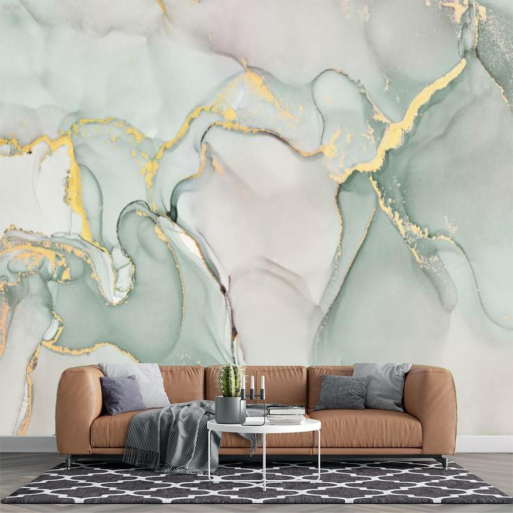 Marble Wall Mural Abstract Teal Marble Wallpaper Modern Lines Texture Wall Paper Home Decor 200 cm(W) x 140 cm(H)