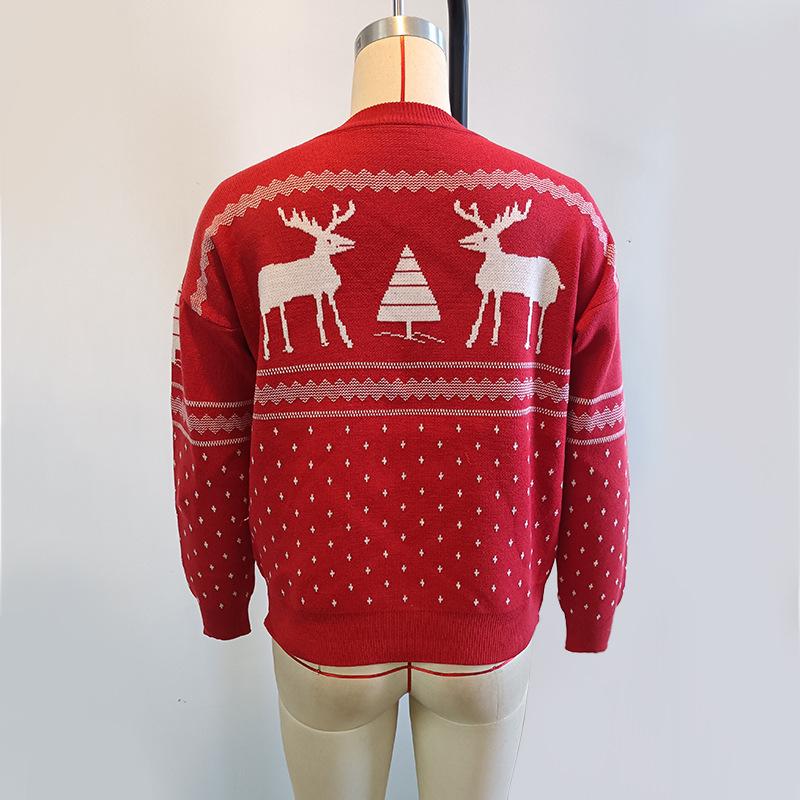 Autumn and Winter Women's Red Christmas Sweater Slouchy Wind Loose Outer Fashion Temperament Top