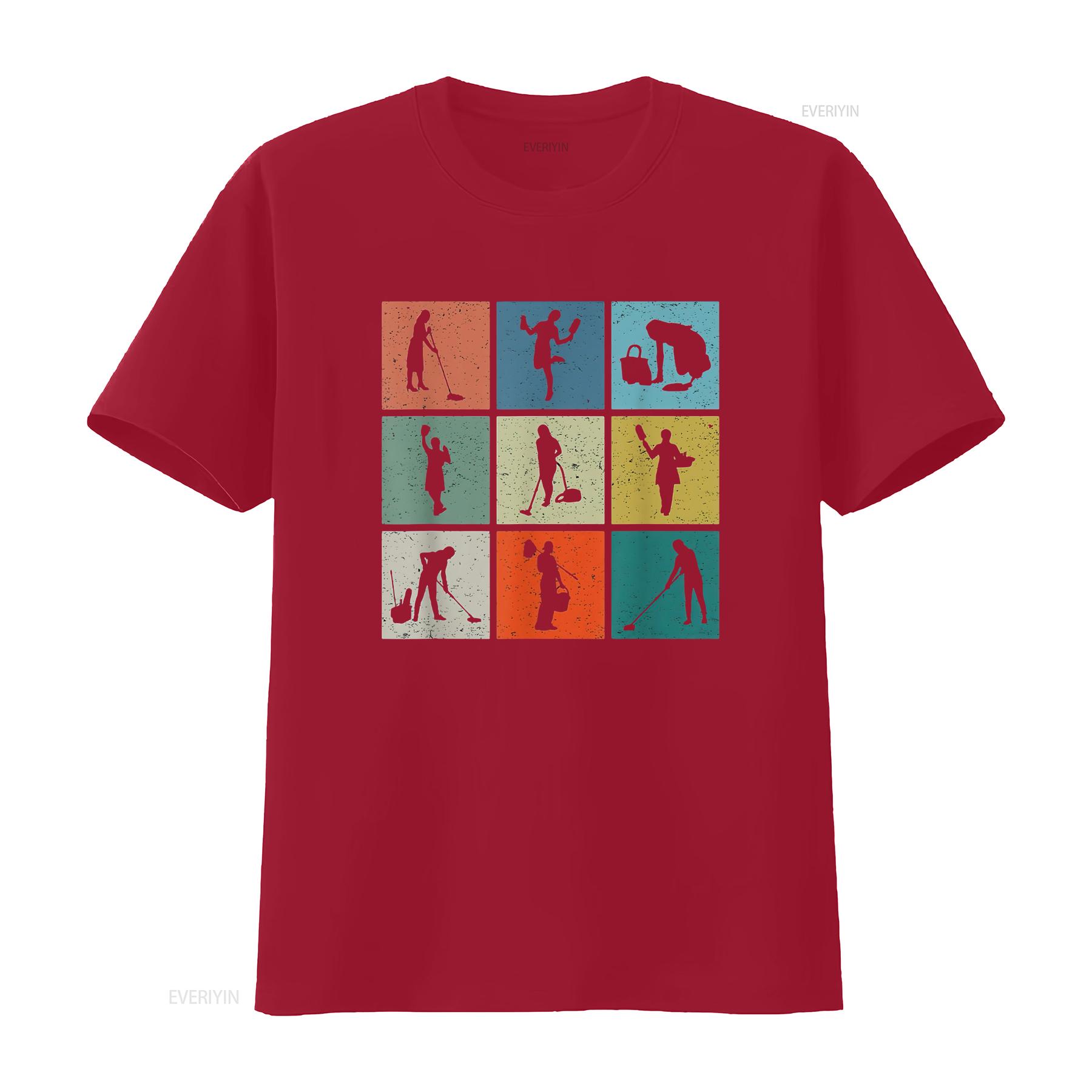 Womens Housekeeping Cleaning Lady Housekeeper T Shirt Black vintage Washed Comfortable designer clothes Versatile Casual homme S