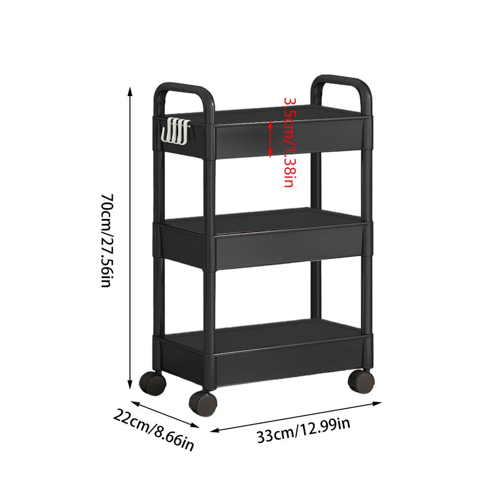 Utility Cart Storage Shelf Multi-Layer Trolley Rack with Wheels Floor Standing Snack Book Racks Movable Storage Organizer чёрный