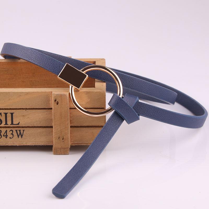 New Style Korean Women's Belt with Sweater Dress Decorative Tiny Leather Belt Versatile Women's Round Buckle Leather Belt