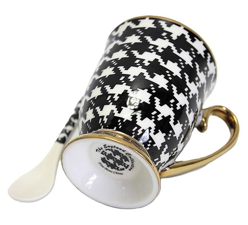 Porcelain Mug 300 with Spoon In a Box, Gift Collection Houndstooth