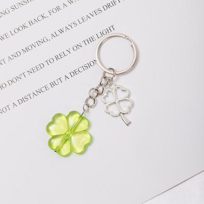 Kreativer vierblättriger Klee beidseitiger Metall-Schlüsselanhänger Anhänger Geschenk