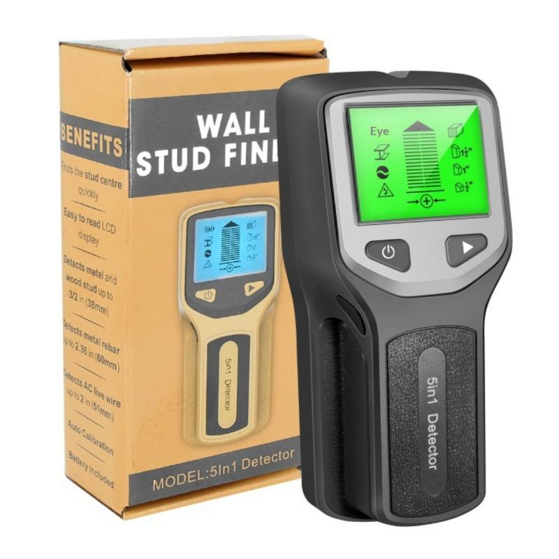 

5 in 1 Stud Finder Wall Detector with LCD Backlight Deep Detection for Home Renovation Carpentry Projects