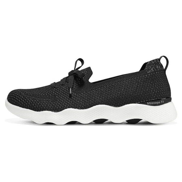 Skechers Women's Black Massage Fit Lite Fabric Comfortable Shock Absorbing Durable Low Top Sports Casual Shoes Sneakers 137970-Bkw Cm